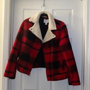 Old Navy Plaid Sherpa fleece lined jacket